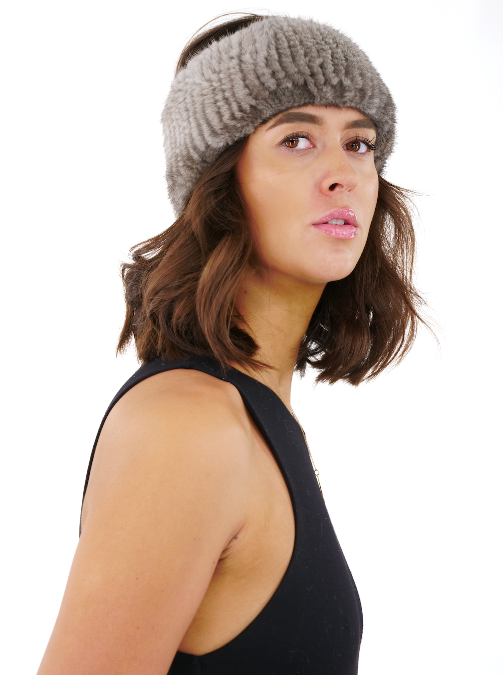 Gebreide Hoofdband - Mink Knitted - Accessoires - Grijs