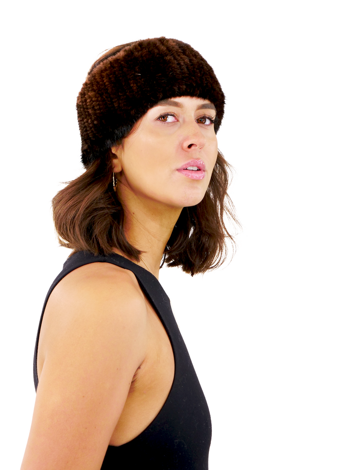 Gebreide Hoofdband - Mink Knitted - Accessoires - Bruin