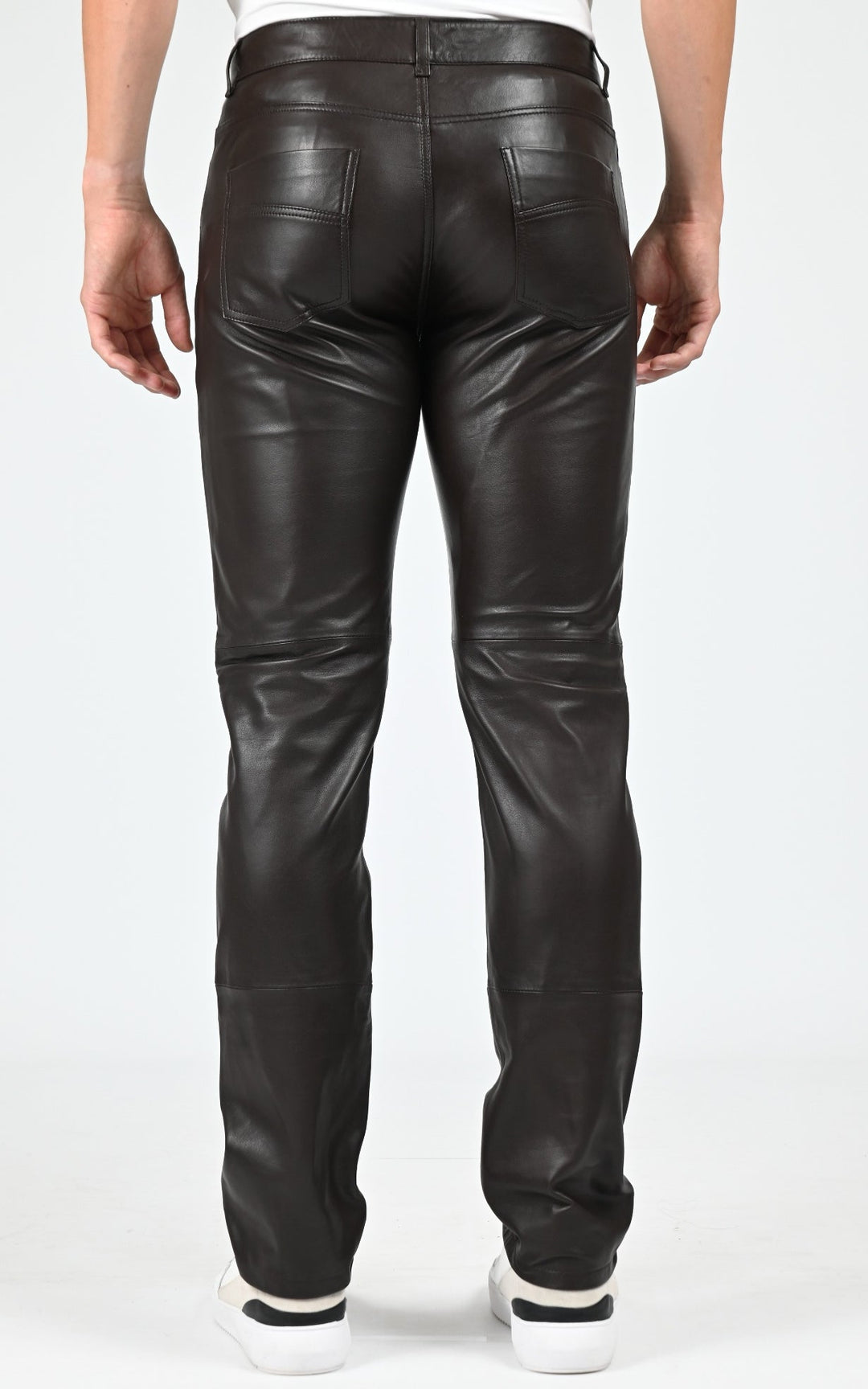 Brown Sexy Man Slim Leather Pants - Men