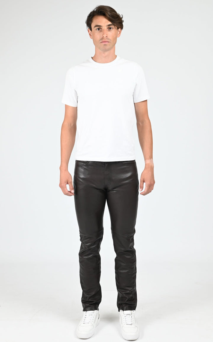 Brown Sexy Man Slim Leather Pants - Men