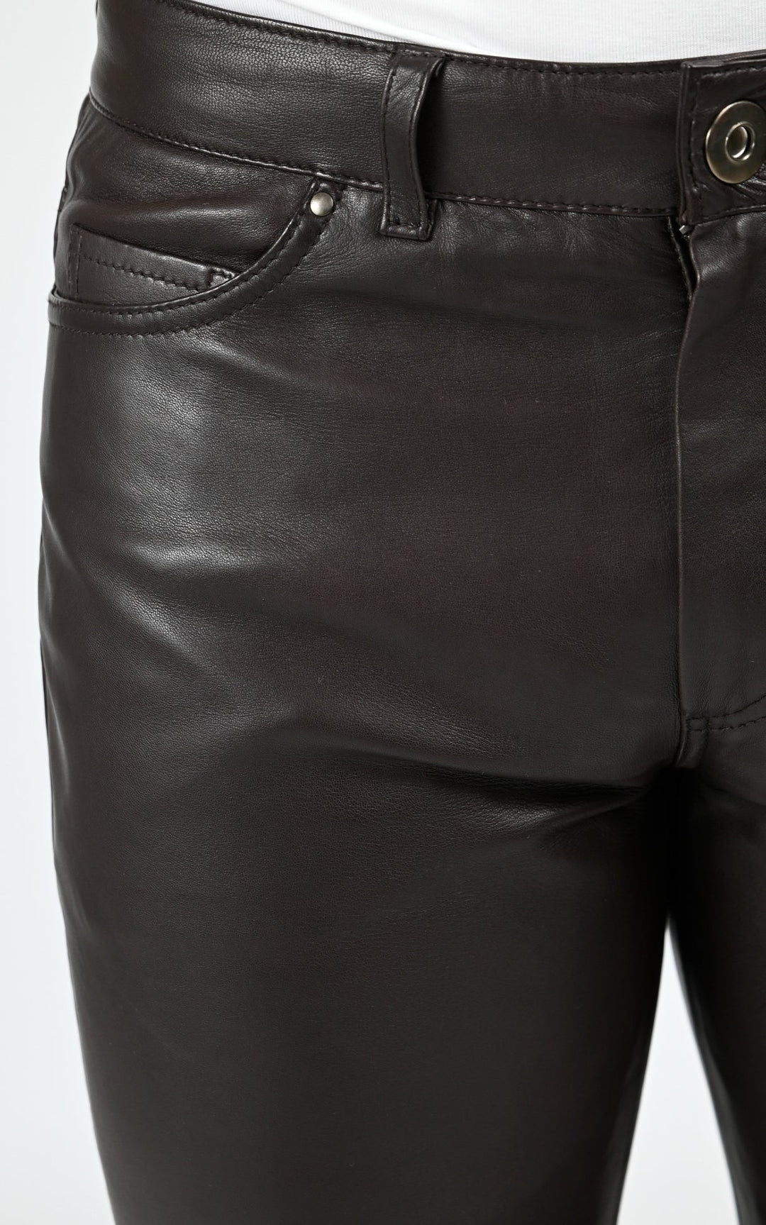 Brown Sexy Man Slim Leather Pants - Men