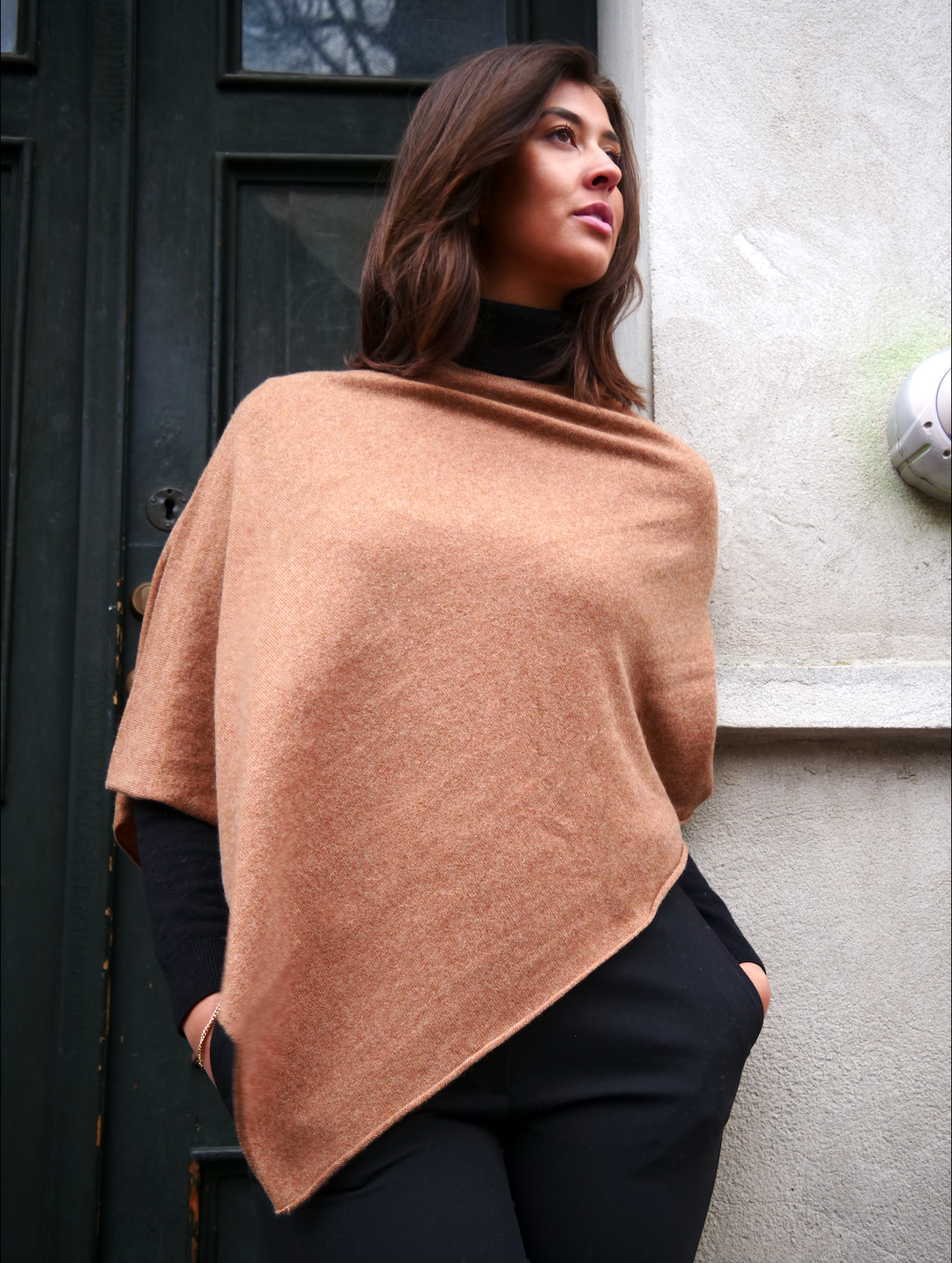 SY-24001 Poncho - 100% Cashmere - Cashew