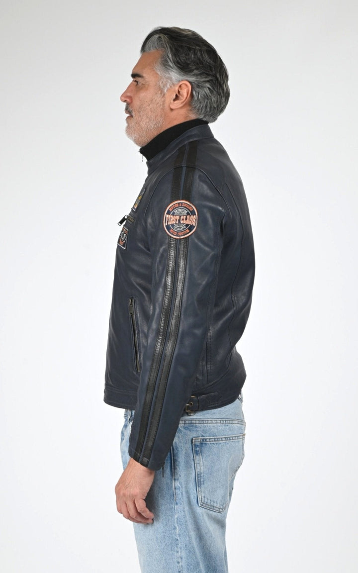 Blouson Cuir Homme Daytona 73, modèle Tormo 104383 de couleur short blue
