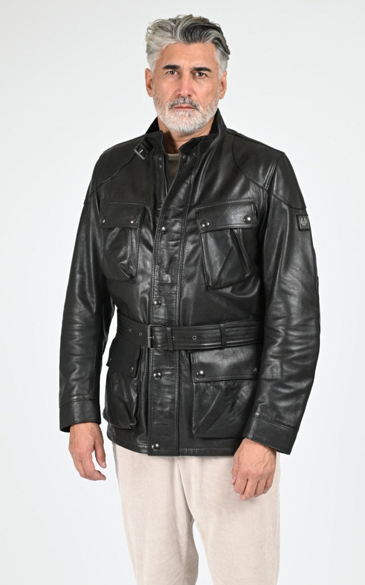 Veste Cuir Homme Belstaff, modèle Trialmaster panther 105312 de couleur black