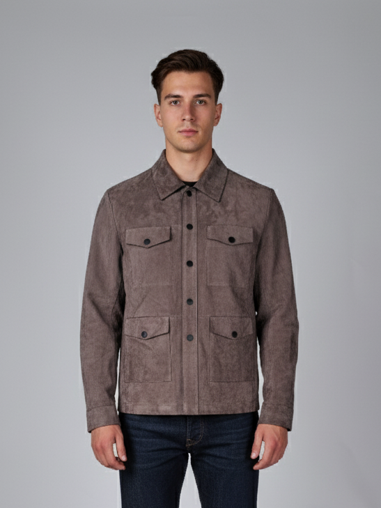 Gerhard, 65 cm. - Collar Goat Suede Thick Leather - Man Dark Grey