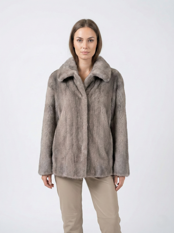Irene, 65 cm. - Krave - Mink - Damer - Sølvblå
