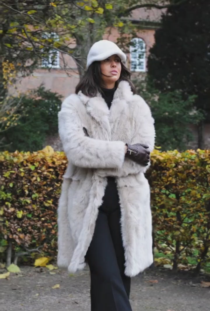Hellani, 95 cm. - Kraag - Toscana Lamb - Dames - Donkerbeige