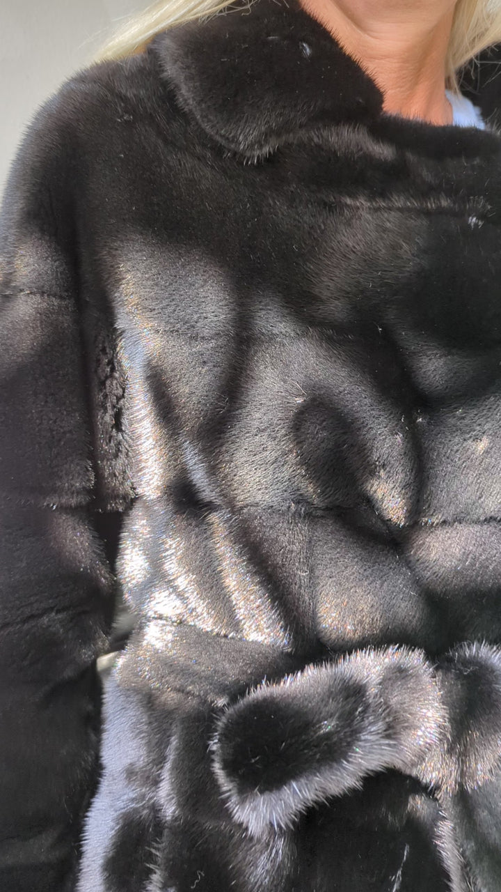 Áloma, 102 cm. - Visón - Mujer - Negro