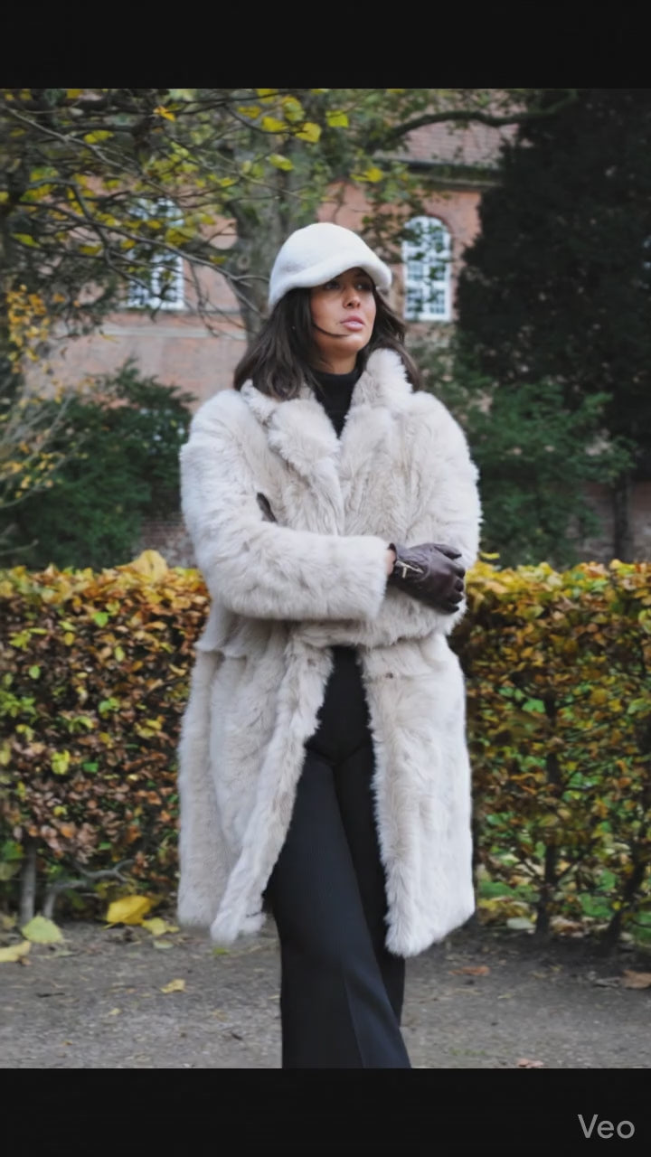 Hellani, 95 cm. - Kraag - Toscana Lamb - Dames - Donkerbeige