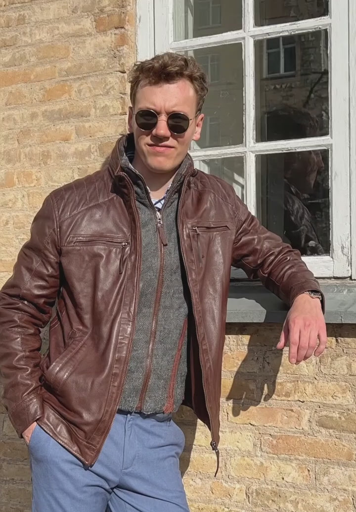 Audrick, 68 cm. - Lamm-Malli-Leder – Herren – Kupferbraun