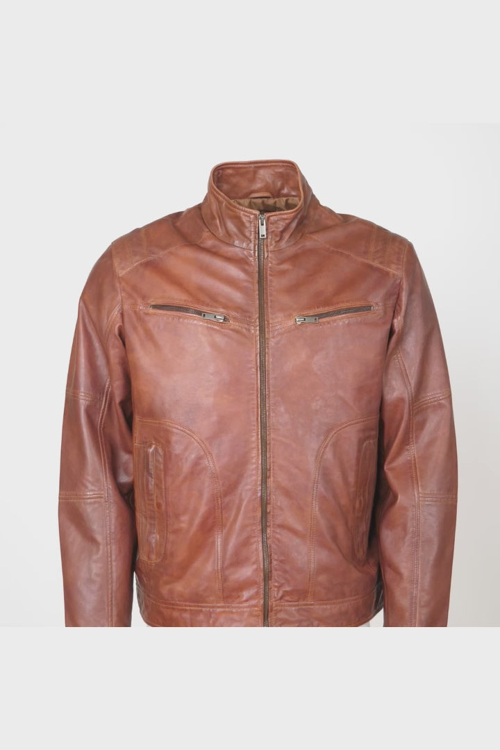 Lopaz, 67 cm. - Lammepolsk nappalæder -Mand - Cognac