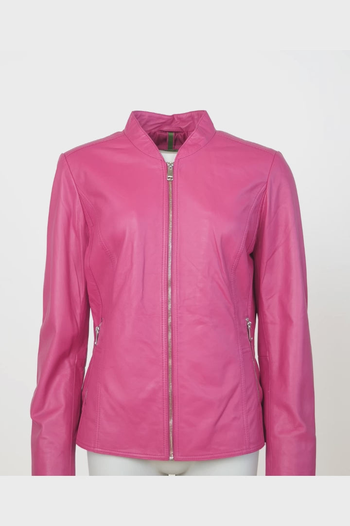 Penelope, 56 cm. - Lams Dior-leer - Dames - Fuchsia