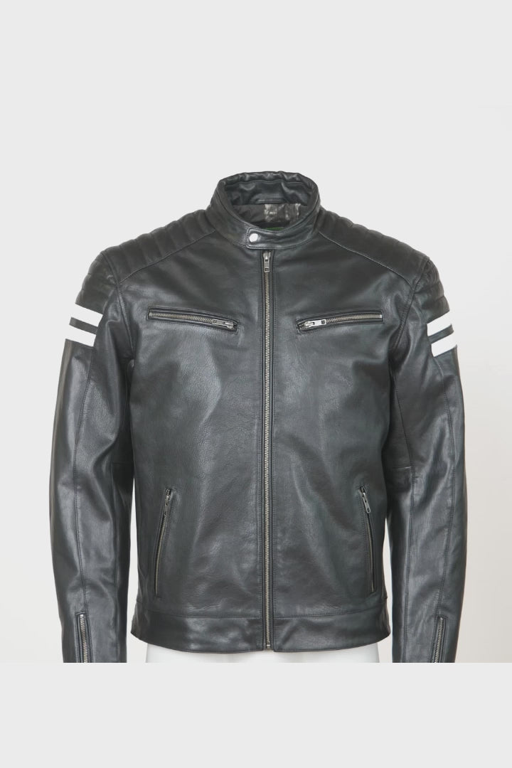 AJ070 Herrejakke, 69 cm. - Gede Nappa Læder - Mand - Sort