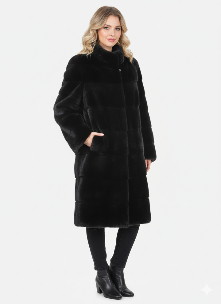 Sabine, 95 cm. - Krage - Minkfarget - Dame - Svart / Mink Pels - Levinsky – Kvinde