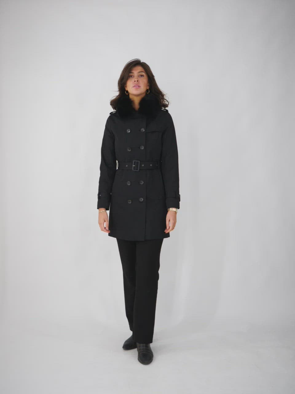 Floretta Trench Coat - Tekstil - Damer - Sort