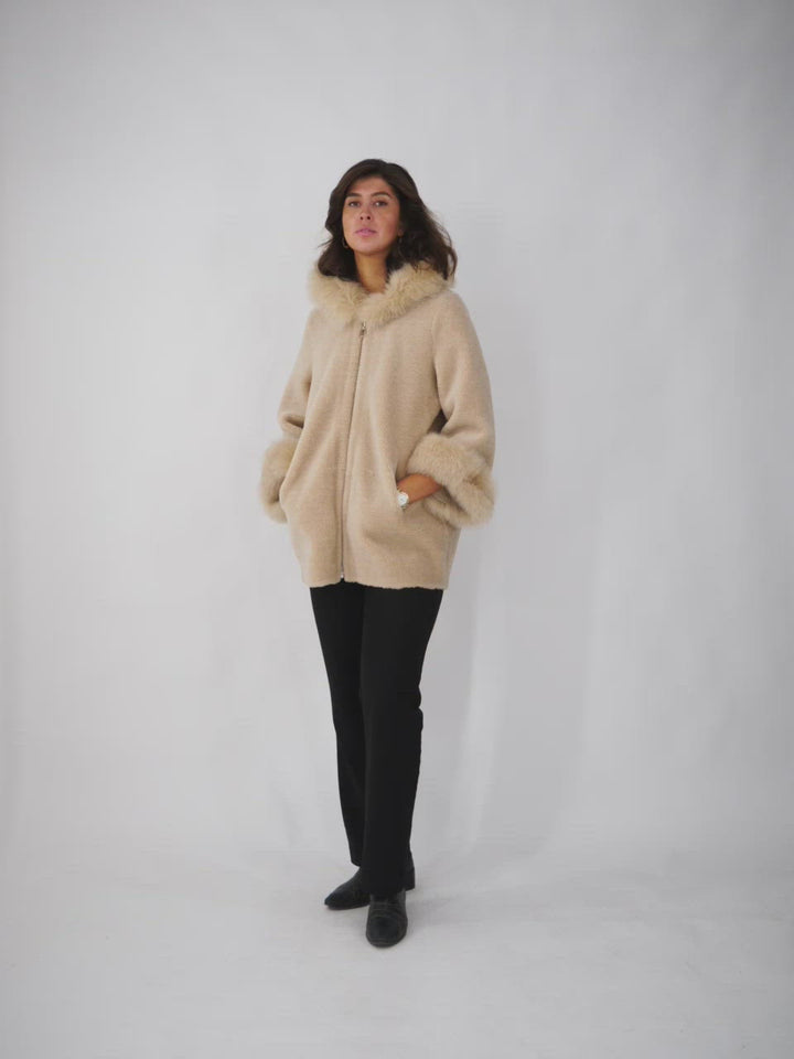 Franciane, 78 cm. - Hætte - Air Wool - Damer - Light Camel