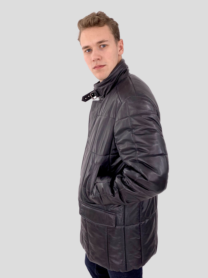 Cay - Lamb Eco Leather - Man - Navy / Læderjakke