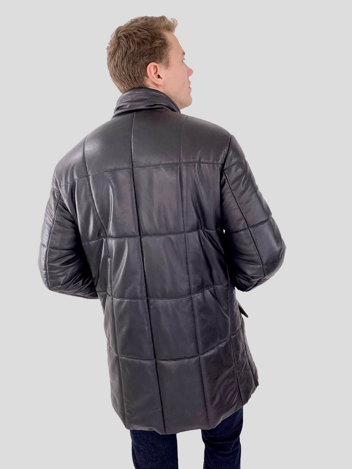 Cay - Lamb Eco Leather - Man - Navy / Læderjakke