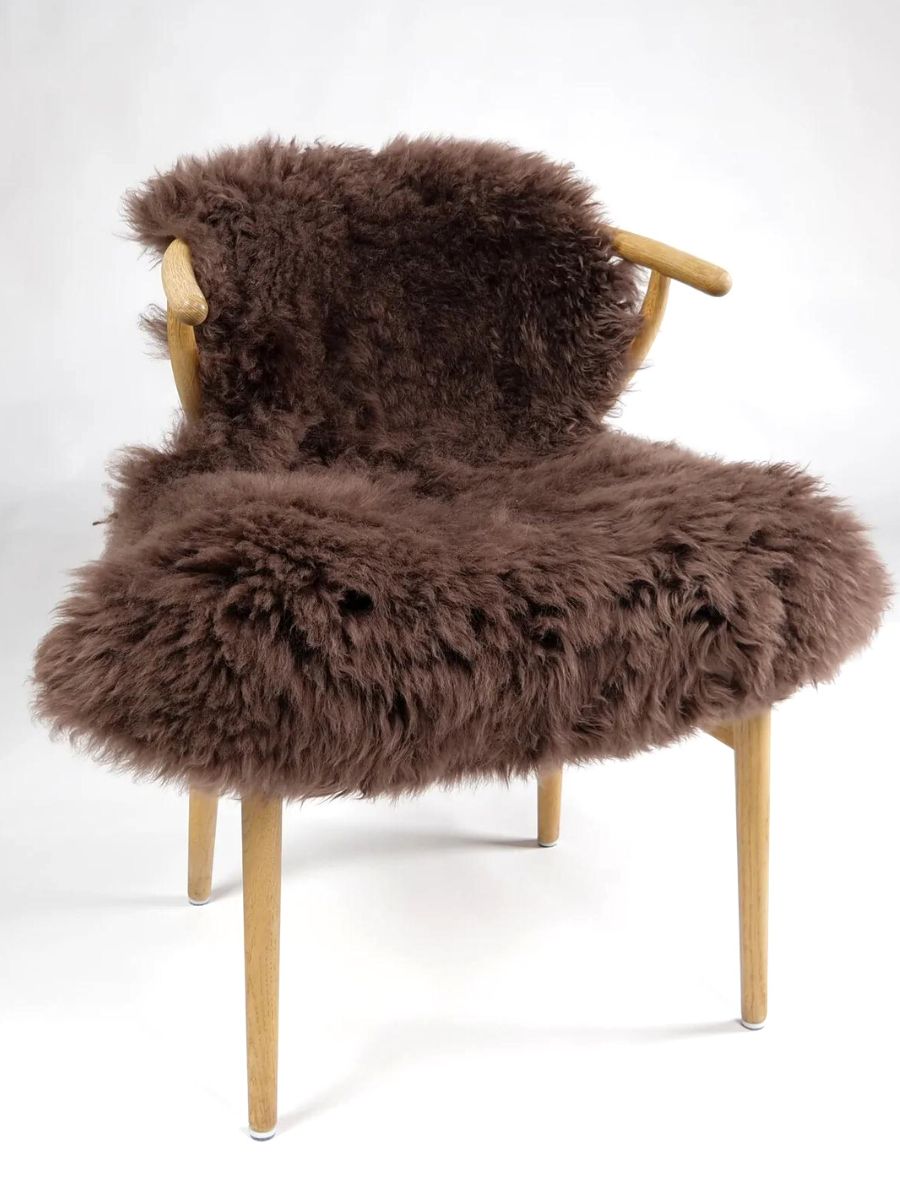 Teppe 60*90 cm. - New Zeeland saueskinn - Brun