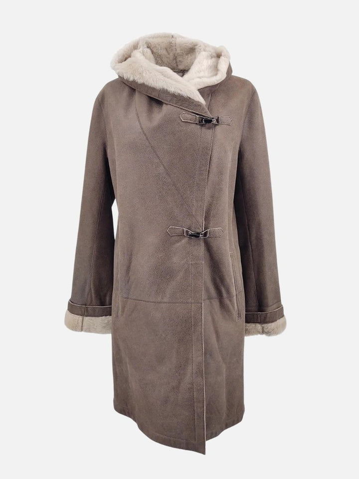 969, 90 cm. - Hood Nappa Lamb Crack Washed -Women Brown