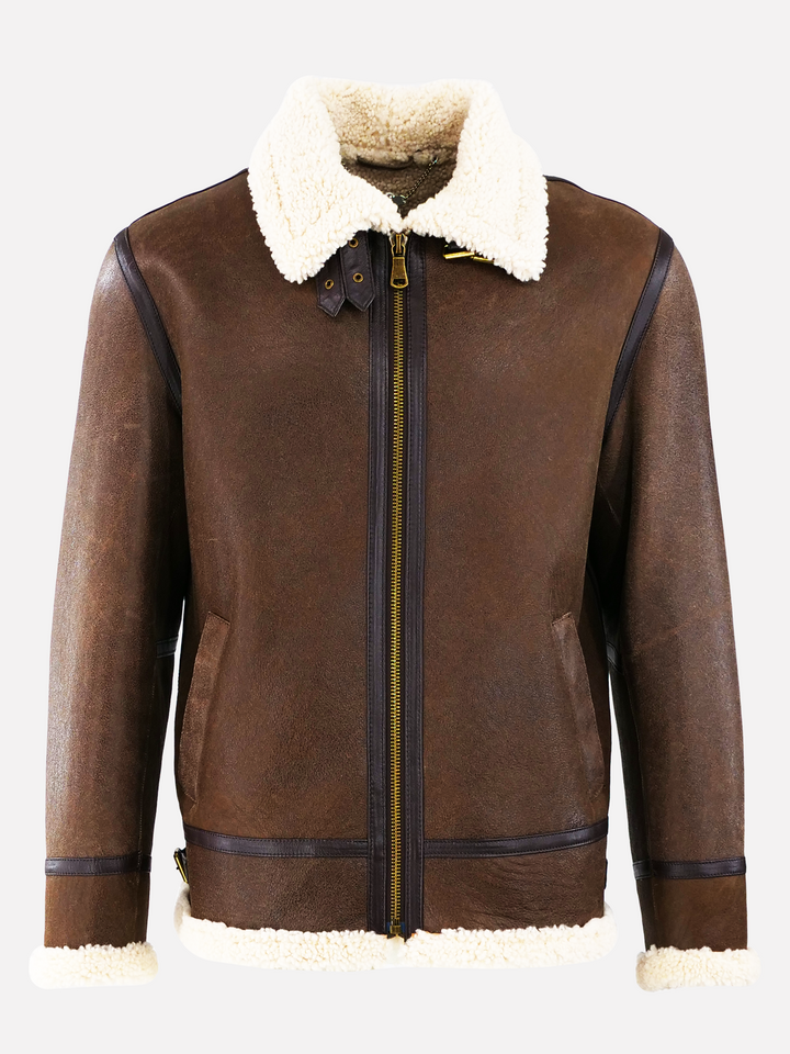 Edward Mens Bomber - Nappa Lamb Crack Washed - Mand - Brun