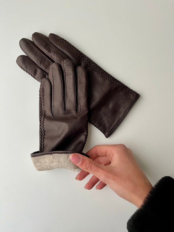 Z-001 Stitch Læderhandske - Brun