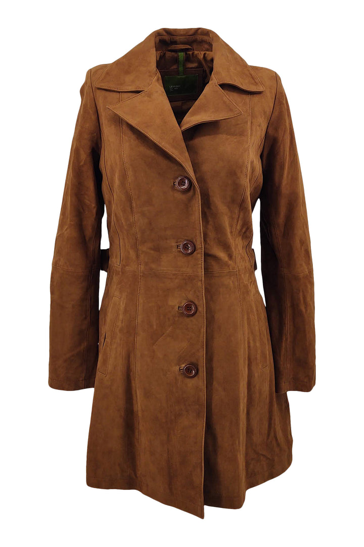 Trench Coat - Geitruskinn þykkt leður-Konur - Koníak / Læder Skinds Jakke - Levinsky - Kvinde | STAMPE PELS