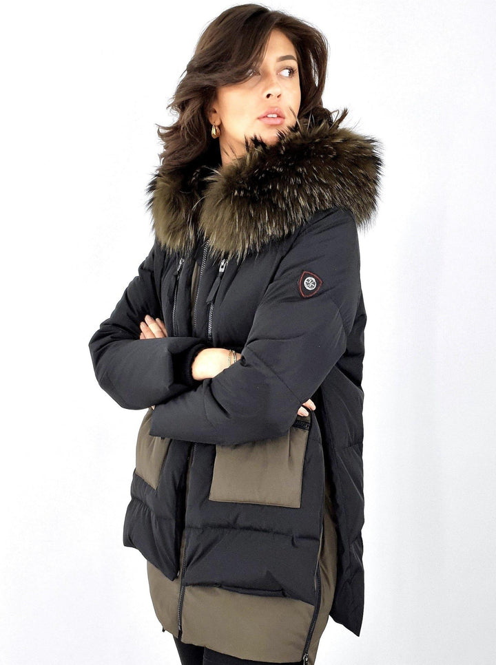 Daciana, 90 cm.  - Down - Damer - Army & Black - Down - Damer - Daciana, 90 cm.  - Down - Damer - Army & Black - Stampe Pels