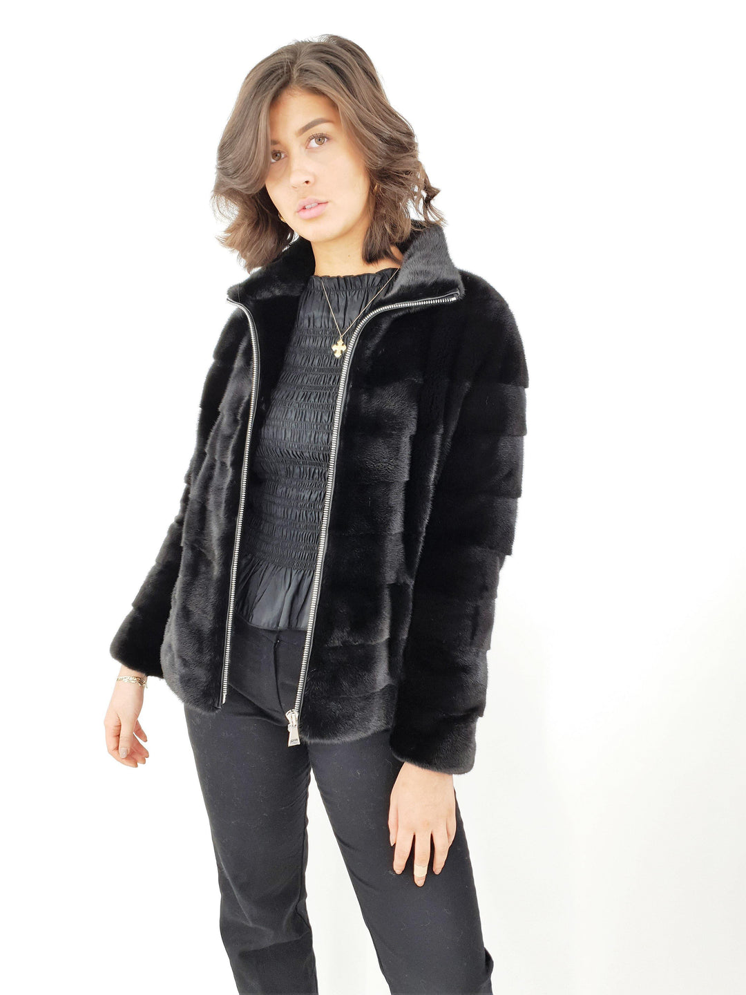 Agnes, 61 cm. - Mink - Damer - Sort - Mink - Damer - Agnes, 61 cm. - Mink - Damer - Sort - Stampe Pels