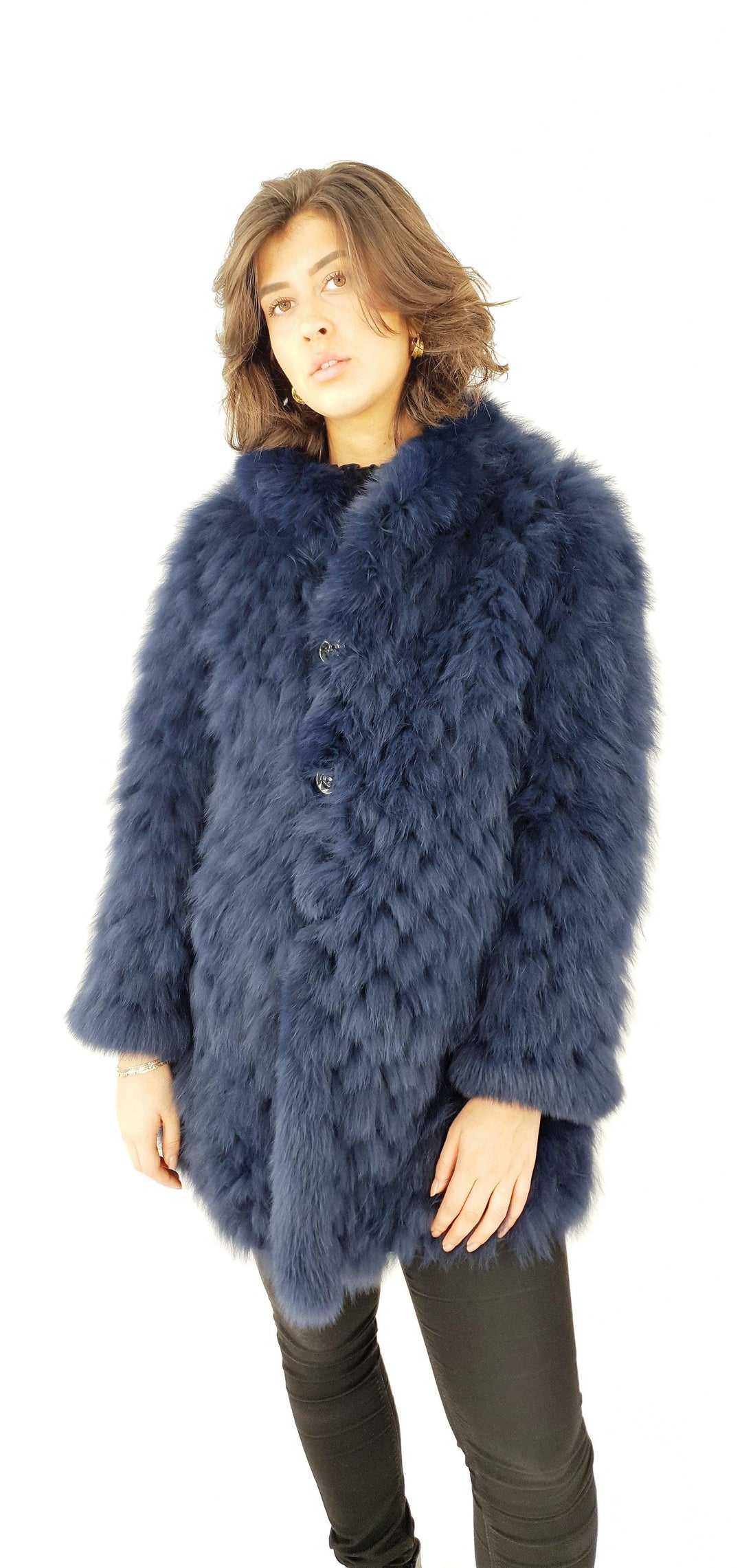 Calera, 85 cm. - Capuchon - Textiel - Dames - Marineblauw - Textiel - Dames - Calera, 85 cm. - Capuchon - Textiel - Dames - Marine - Stampe Pels