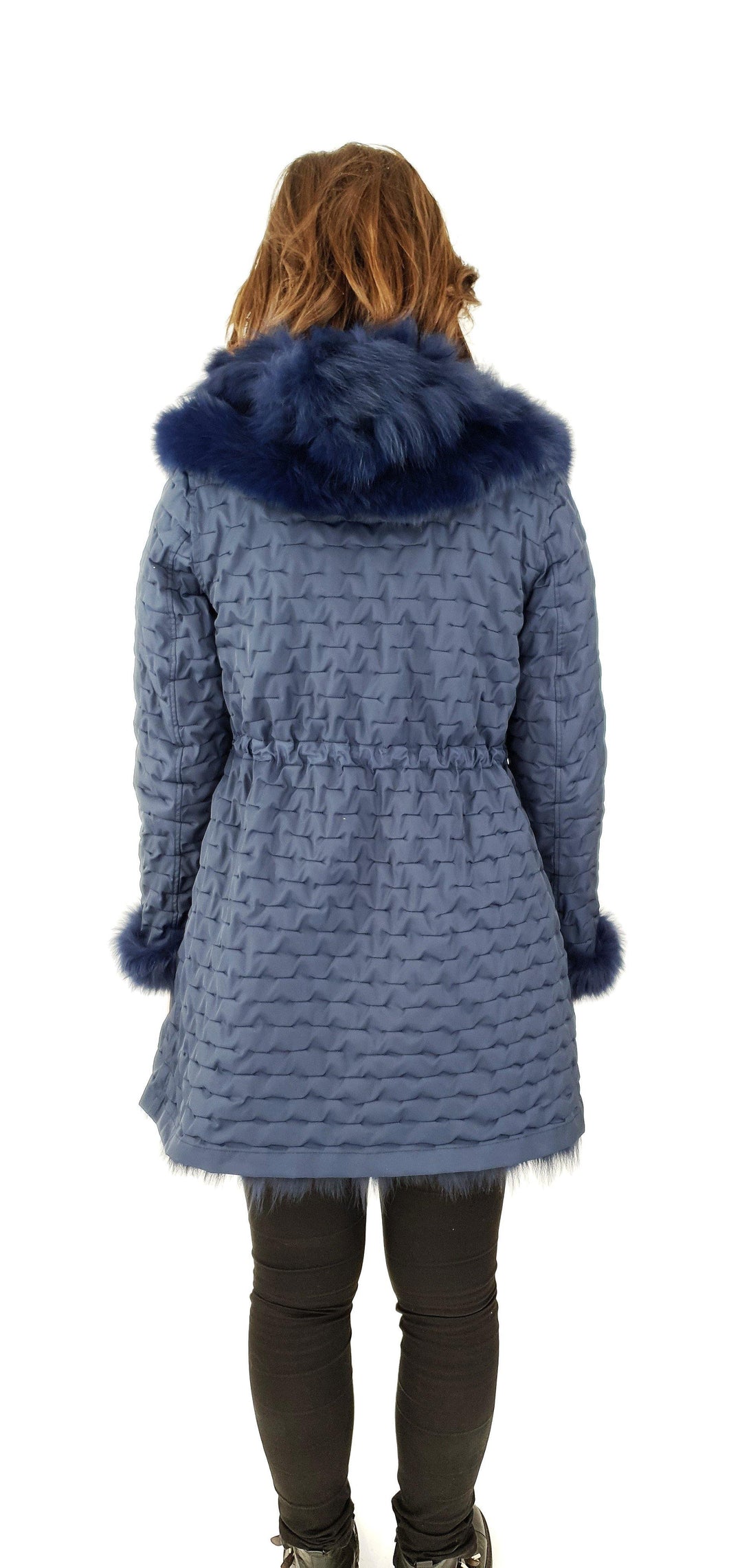 Calera, 85 cm. - Capuchon - Textiel - Dames - Marineblauw - Textiel - Dames - Calera, 85 cm. - Capuchon - Textiel - Dames - Marine - Stampe Pels