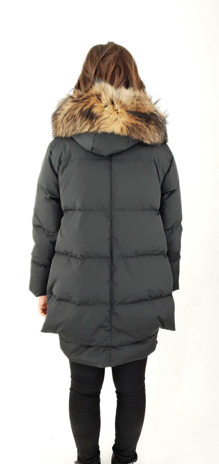 Michelle 2, 90 cm. - Hætte - Dun - Damer - Sort - Dun - Damer - Michelle 2, 90 cm. - Hætte - Dun - Damer - Sort - Stampe Pels