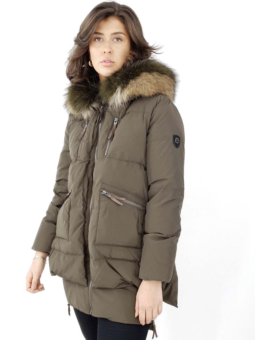 Michelle 2, 90 cm. - Huva - Dun - Dam - Army - Dun - Dam - Michelle 2, 90 cm. - Huva - Down - Kvinnor - Armé - Stampe Pels
