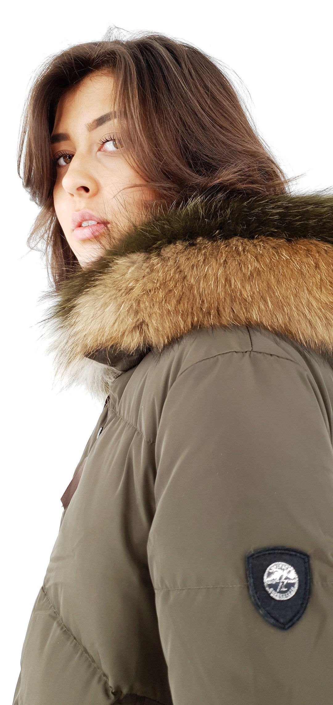 Michelle 2, 90 cm. - Huva - Dun - Dam - Army - Dun - Dam - Michelle 2, 90 cm. - Huva - Down - Kvinnor - Armé - Stampe Pels