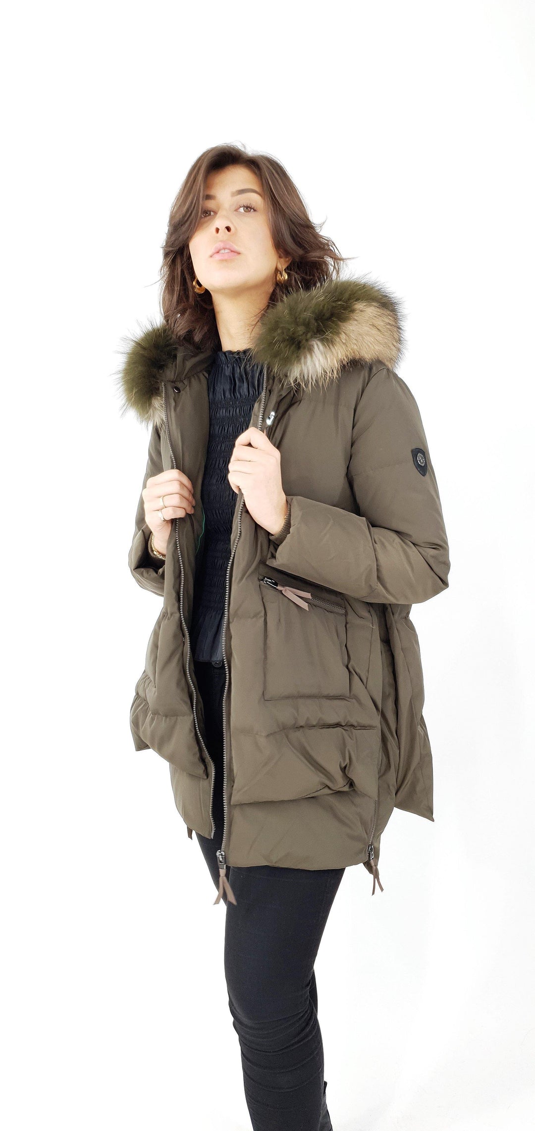 Michelle 2, 90 cm. - Huva - Dun - Dam - Army - Dun - Dam - Michelle 2, 90 cm. - Huva - Down - Kvinnor - Armé - Stampe Pels