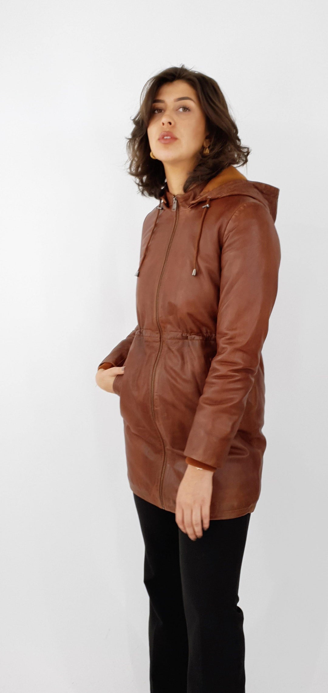 Sienna - Lam Malli Leer - Dames - Donker Cognac - Lam Malli Leer - Dames - Sienna - Lam Malli Leer - Dames - Donker Cognac - Stampe Pels