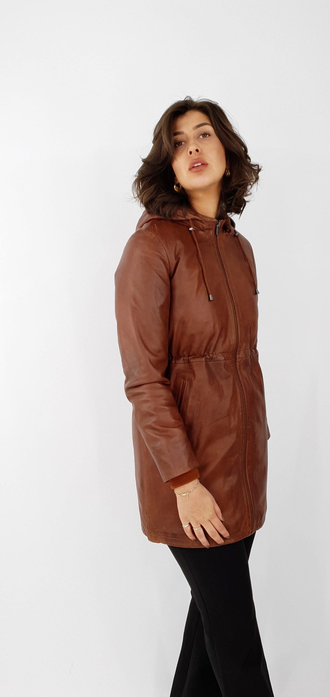 Sienna - Lam Malli Leer - Dames - Donker Cognac - Lam Malli Leer - Dames - Sienna - Lam Malli Leer - Dames - Donker Cognac - Stampe Pels