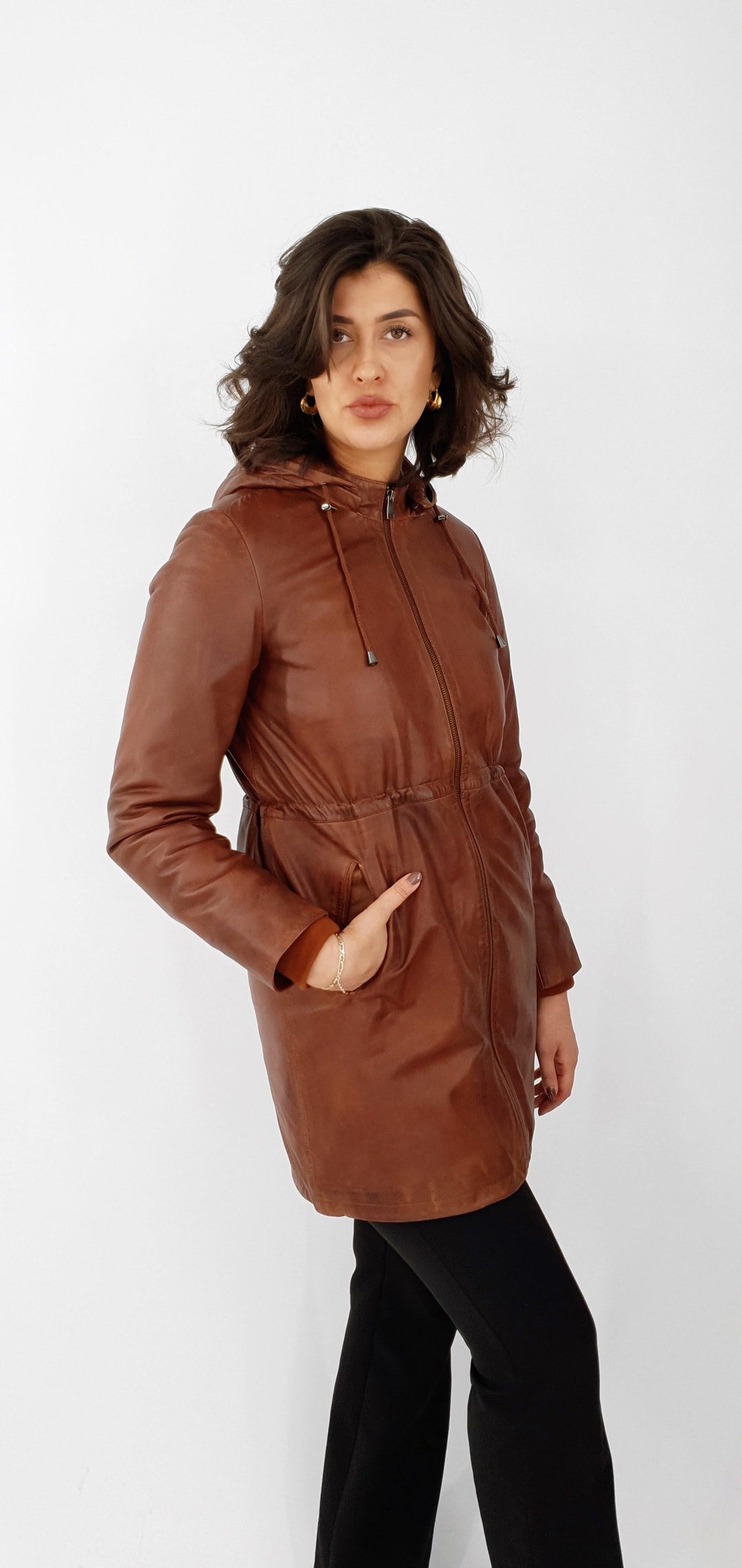 Sienna - Lam Malli Leer - Dames - Donker Cognac - Lam Malli Leer - Dames - Sienna - Lam Malli Leer - Dames - Donker Cognac - Stampe Pels