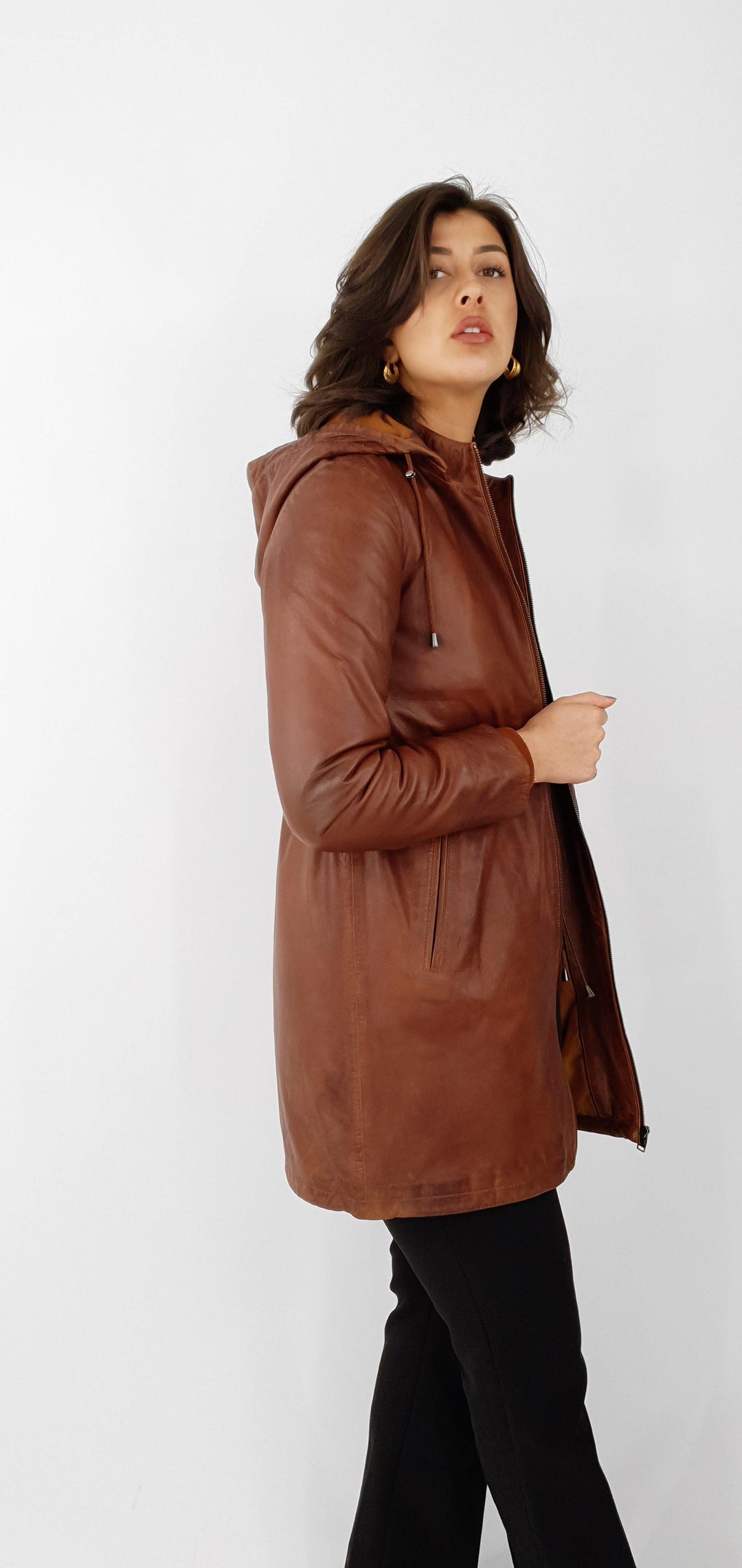 Sienna - Lam Malli Leer - Dames - Donker Cognac - Lam Malli Leer - Dames - Sienna - Lam Malli Leer - Dames - Donker Cognac - Stampe Pels