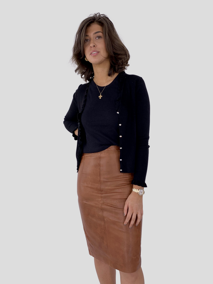 Alondra Nederdel - Lamb Dace Læder - Damer - Mørk Tan