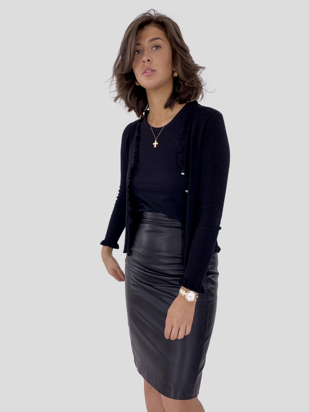 Falda Alondra - Piel Cordero Gruesa - Mujer - Negro