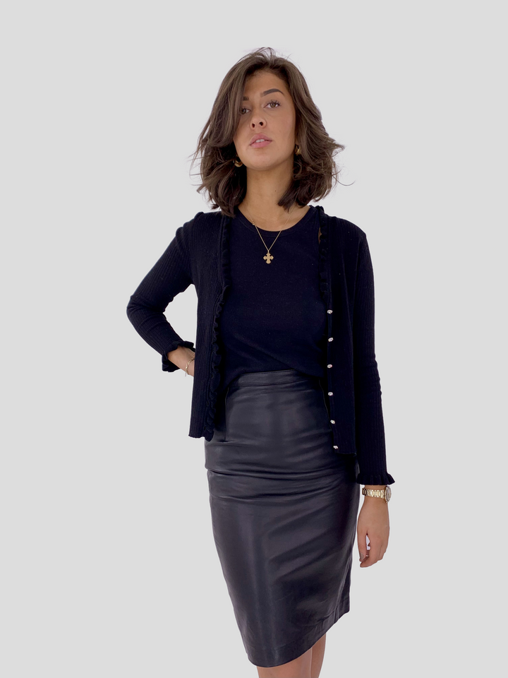 Falda Alondra - Piel Cordero Gruesa - Mujer - Negro