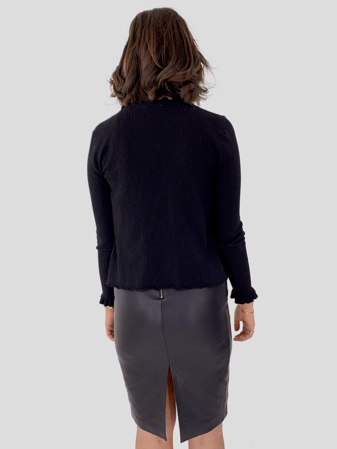 Falda Alondra - Piel Cordero Gruesa - Mujer - Negro
