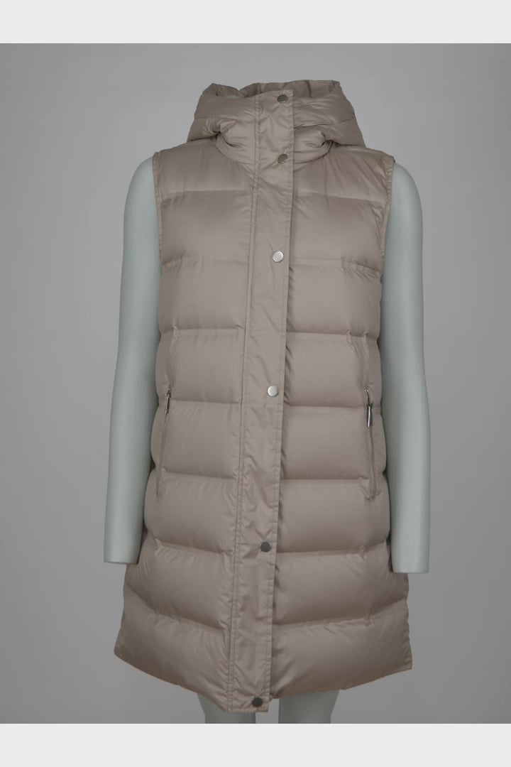 Galbana, 88 cm. - Donsvest met capuchon - Dames - Taupe