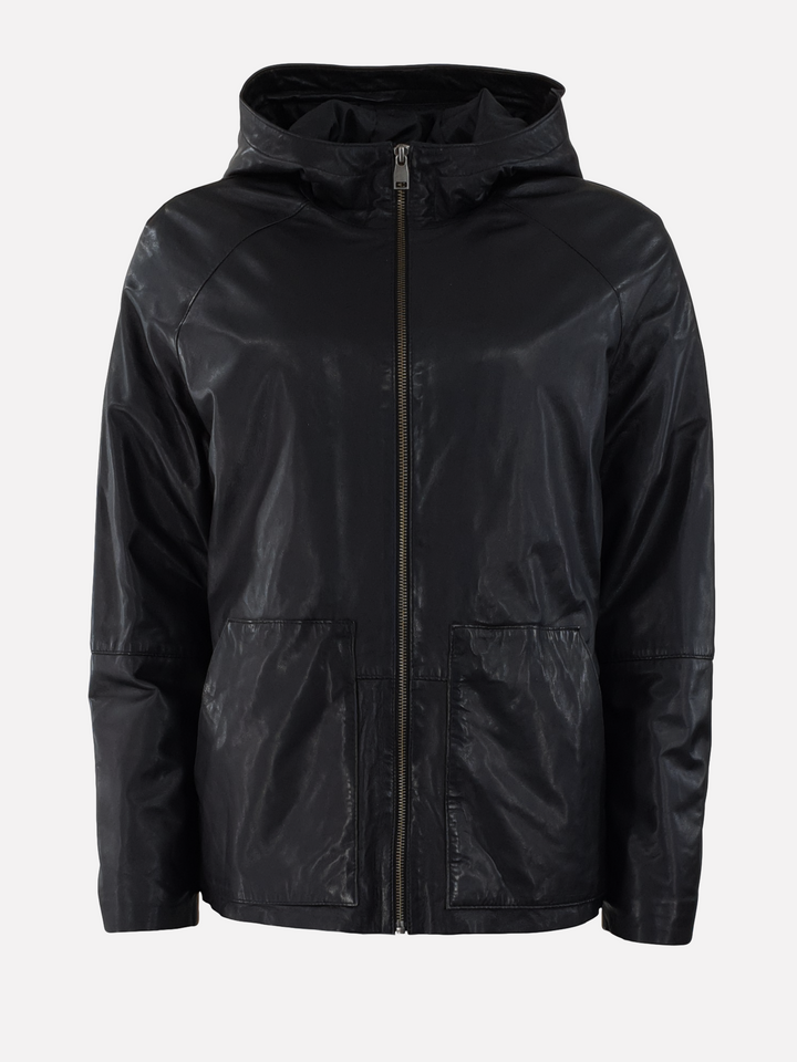 Coline - Hood - Lamsleren jas - Dames - Zwart