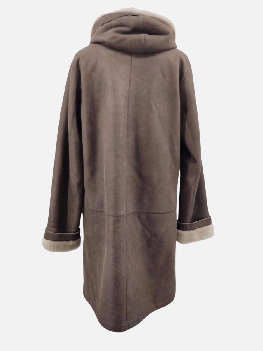 969, 90 cm. - Hood Nappa Lamb Crack Washed -Women Brown