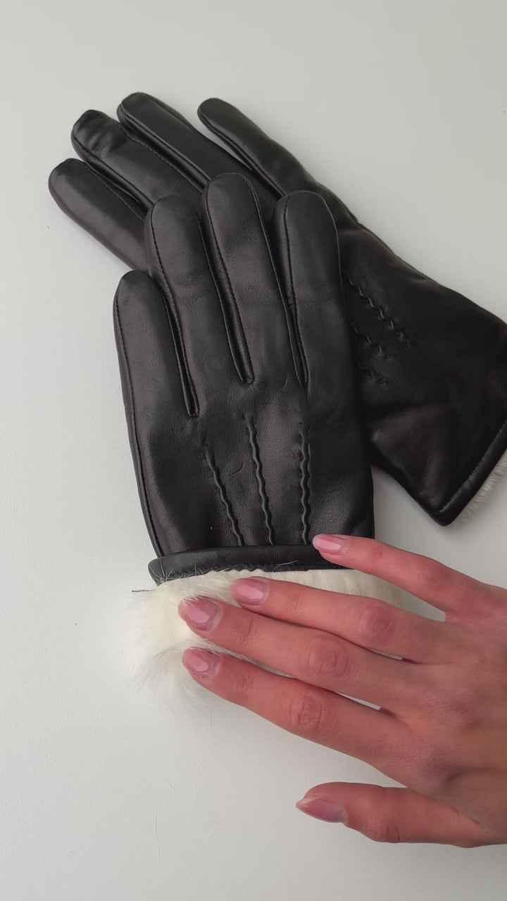 127-W Glove Lamb Slink Leather -Accesories Black