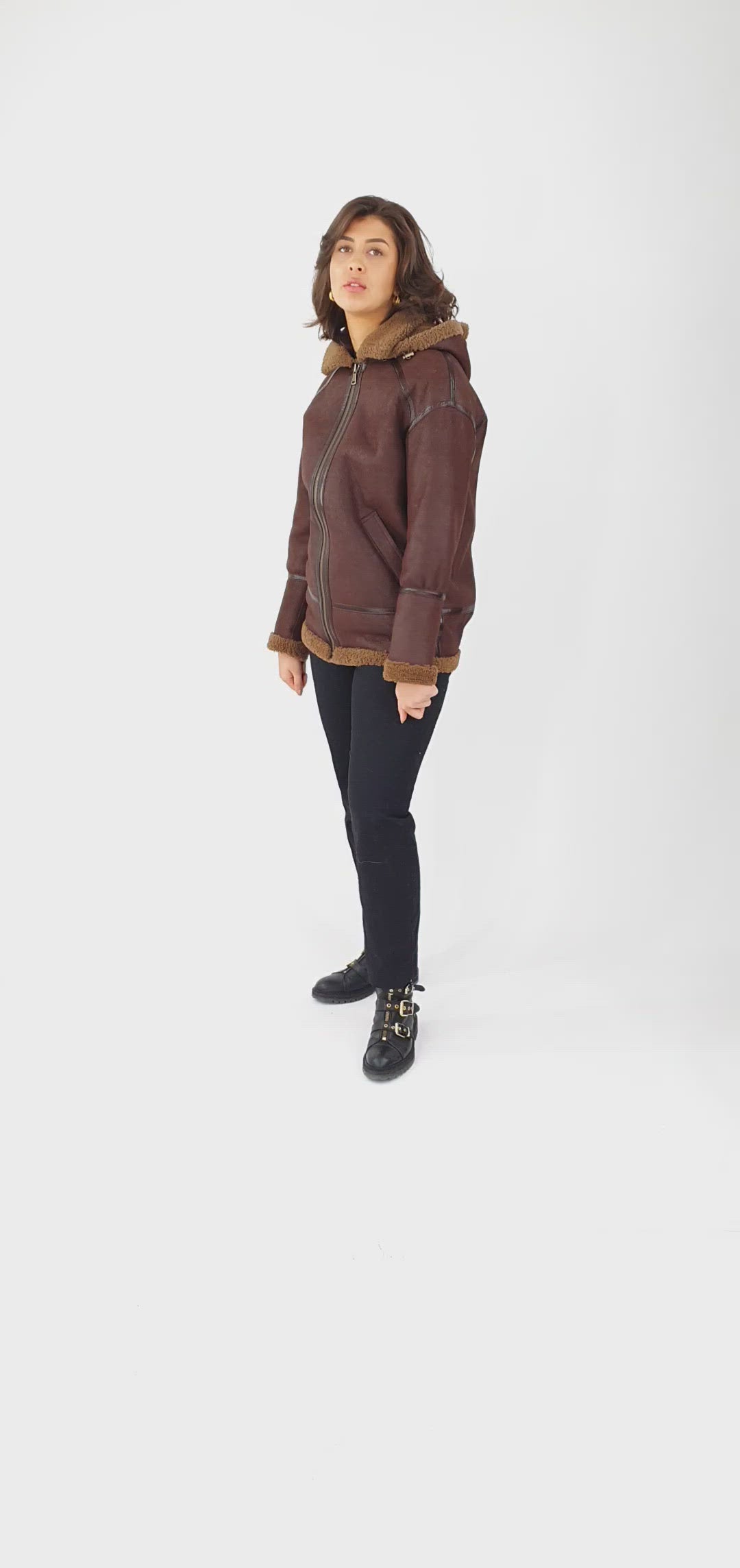 Catrine, 74 cm. - Hætte - Nappa Lamb Crack - Damer - Chest Nut