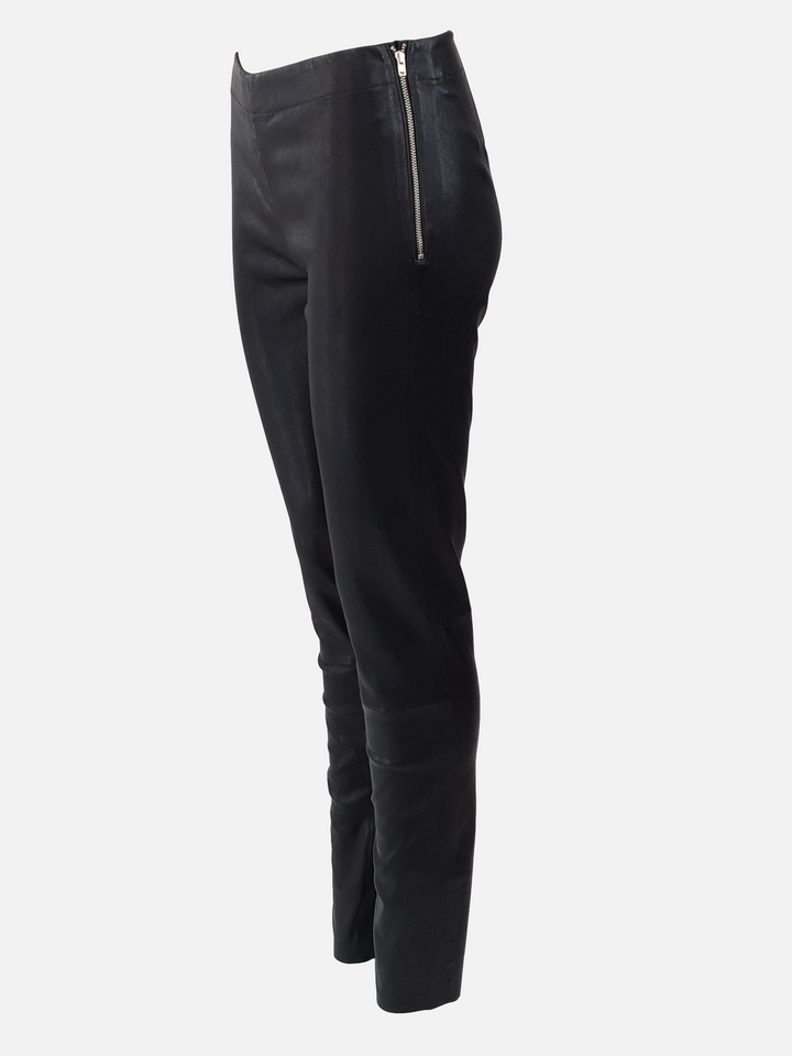 Luna Housut - Lamb Stretch Nahka - Naiset - Musta