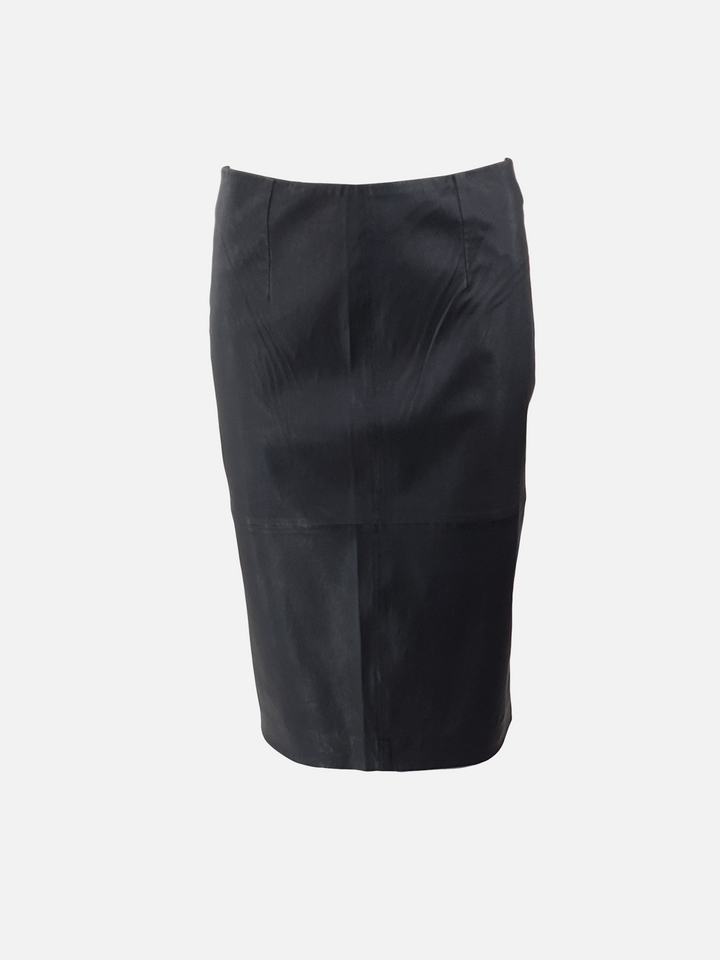 DP-03 Rok - Lamsstretchleer - Dames - Zwart